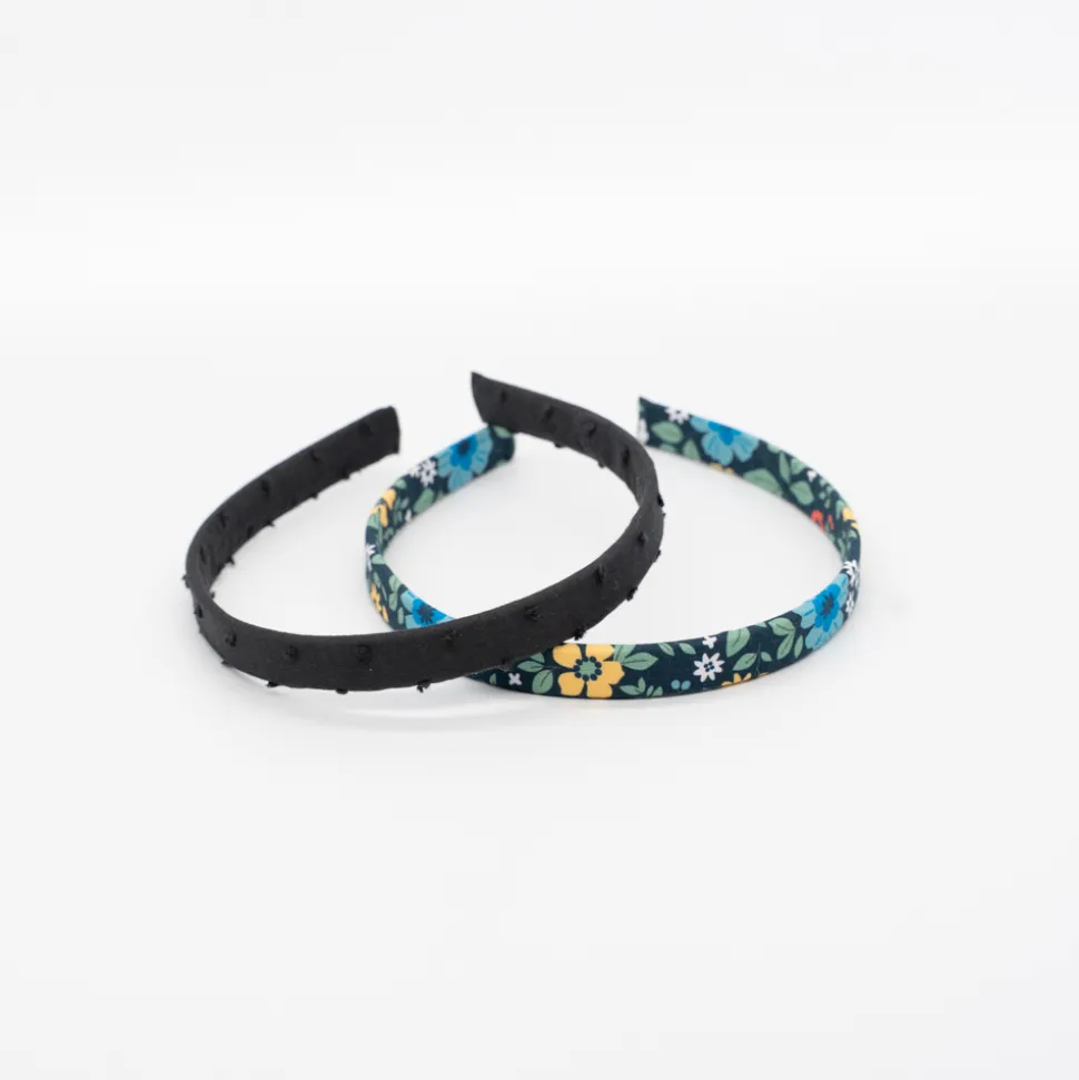 Pack diademas planas floral y negro