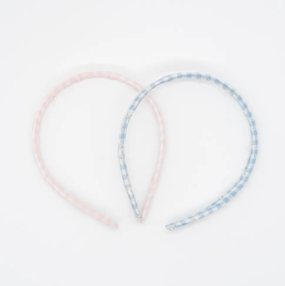 Pack diademas vichy bordado pastel