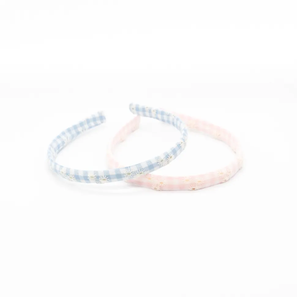 Pack diademas vichy bordado pastel