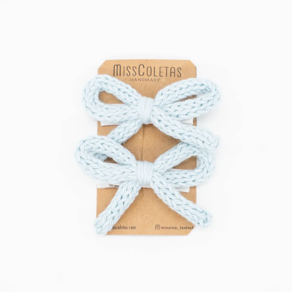 Pack lazo cordón crochet azul celeste