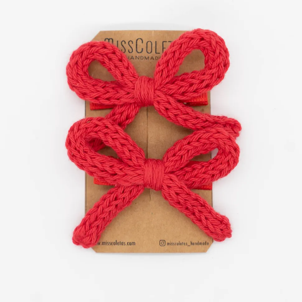 Pack lazo cordón crochet rojo