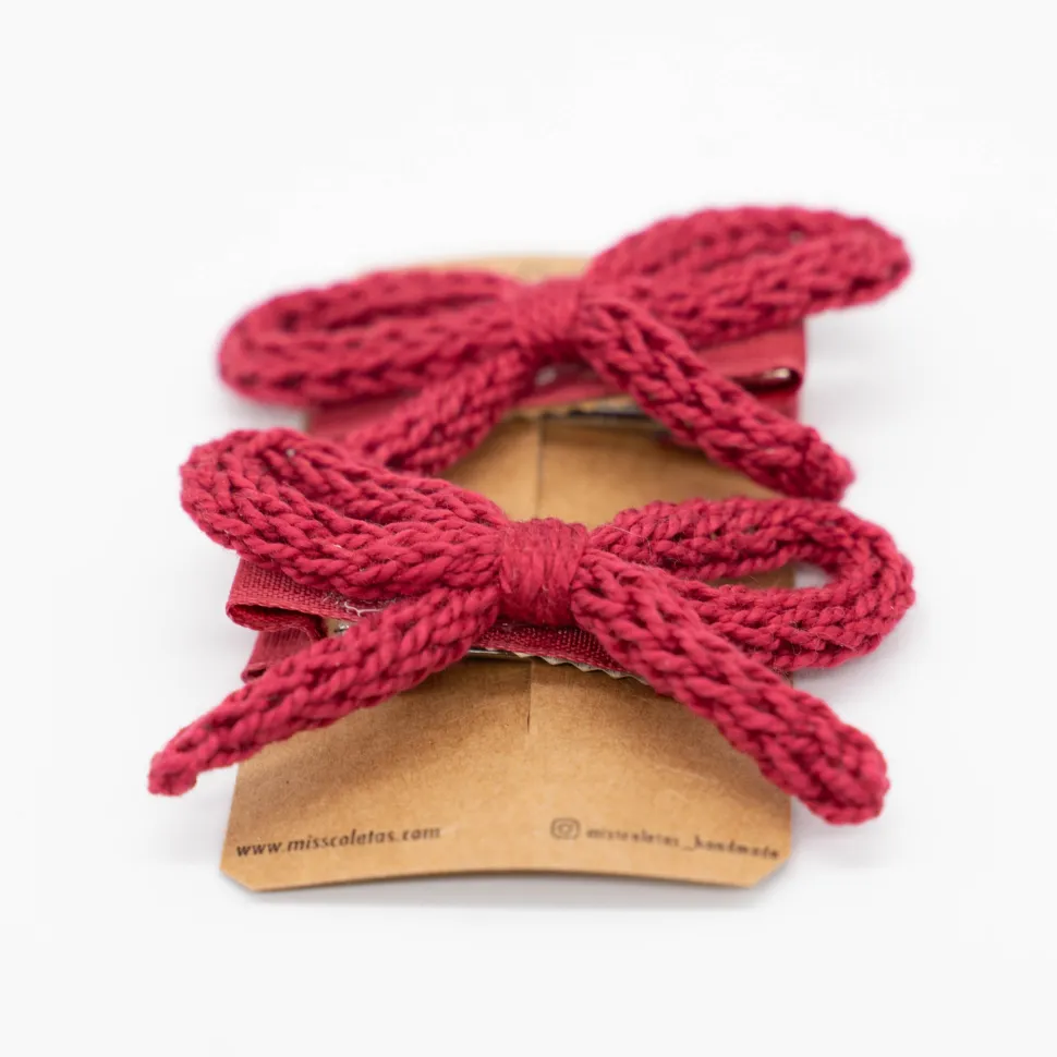 Pack lazo cordón crochet rojo burdeos