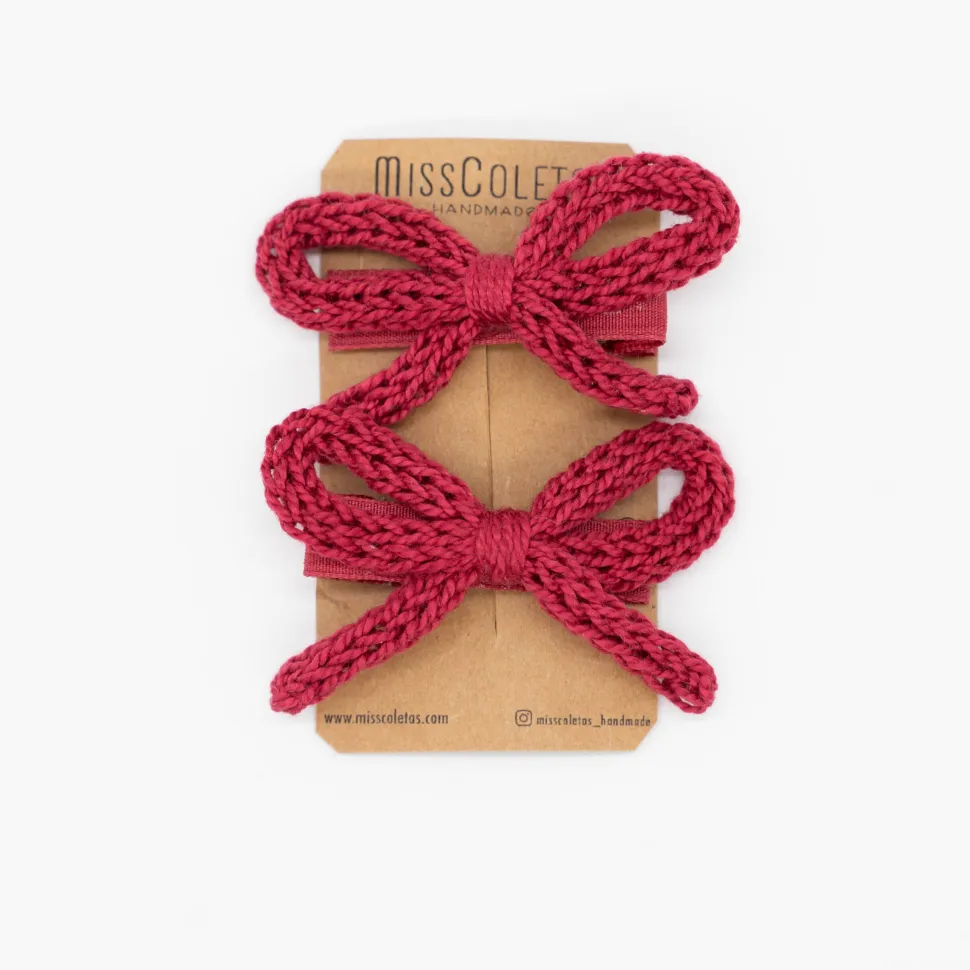 Pack lazo cordón crochet rojo burdeos