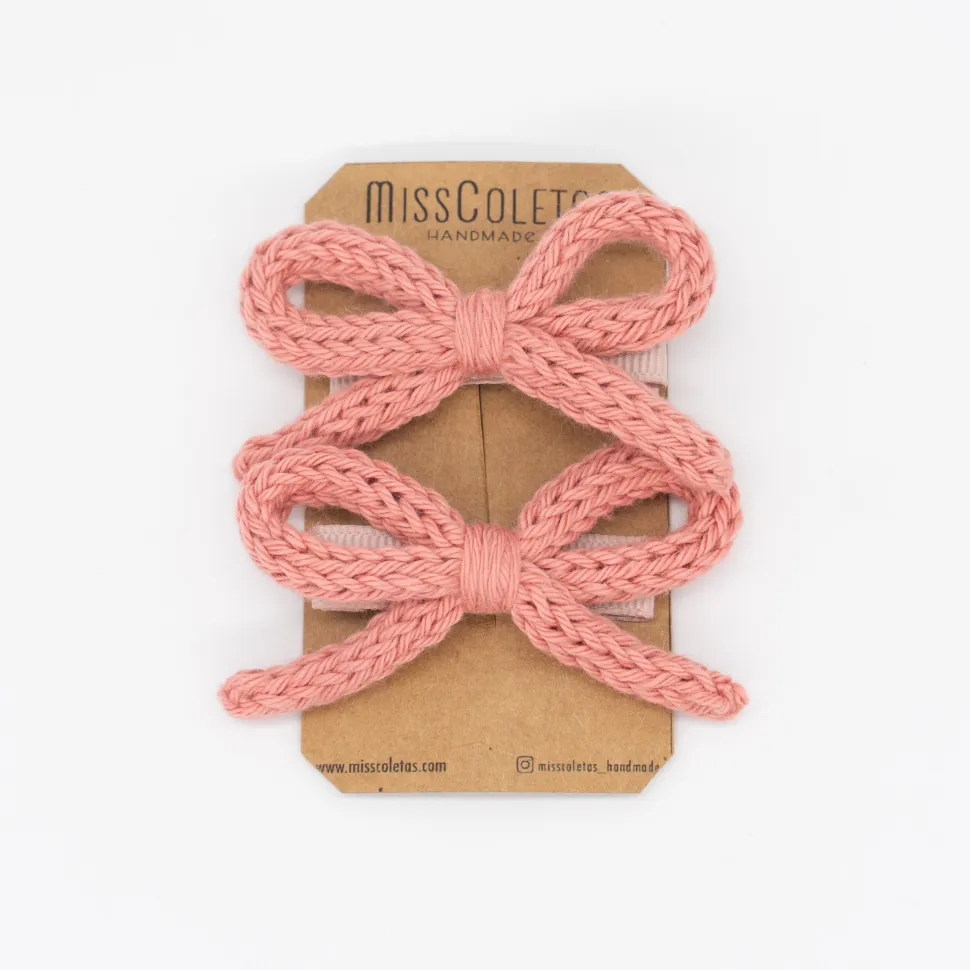 Pack lazo cordón crochet rosa coral