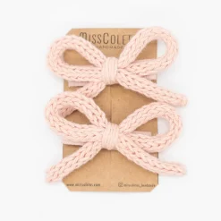 Pack lazo cordón crochet rosa empolvado
