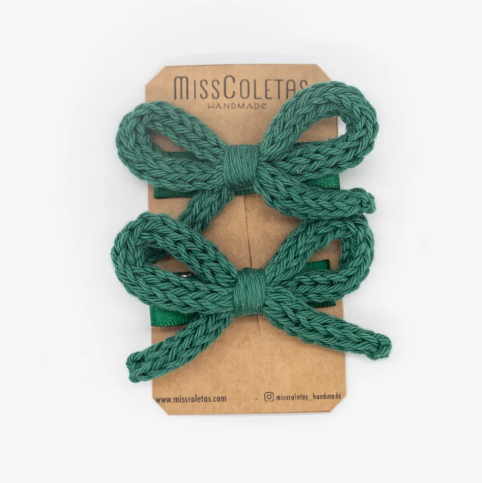 Pack lazo cordón crochet verde