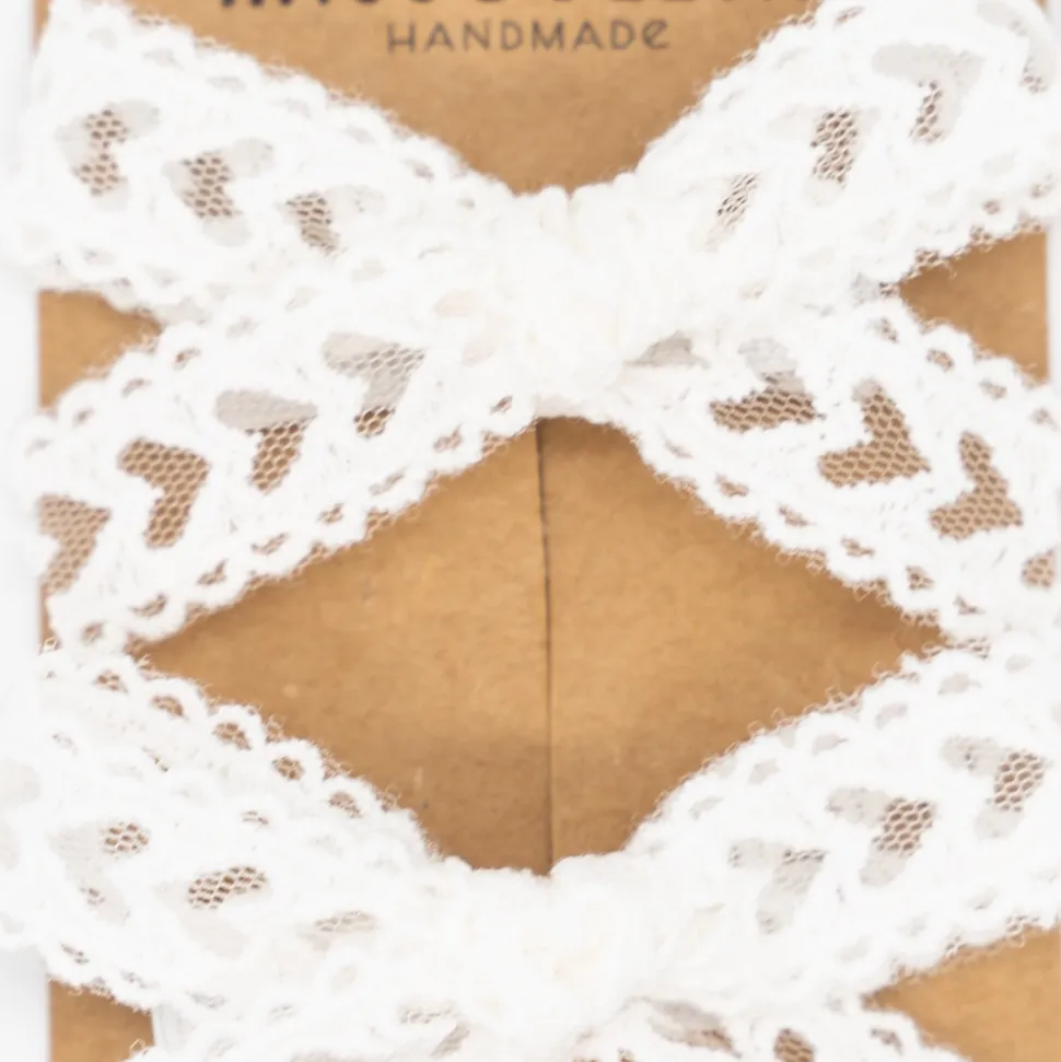 Pack lazos de encaje blanco corazones