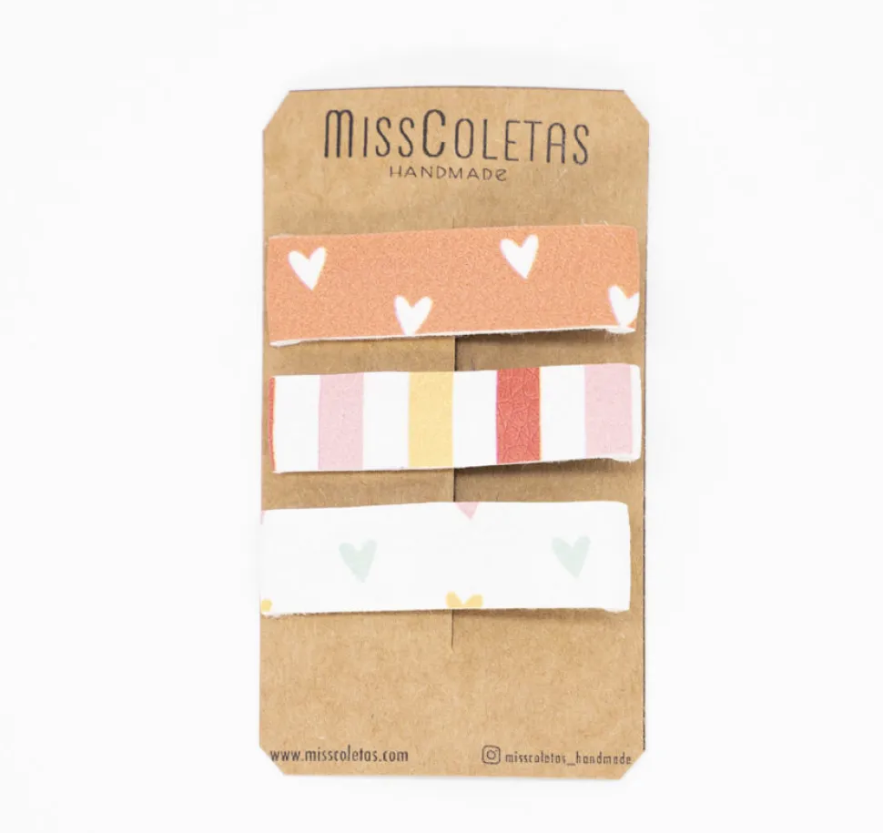 Pack 3 pinzas combinadas corazones
