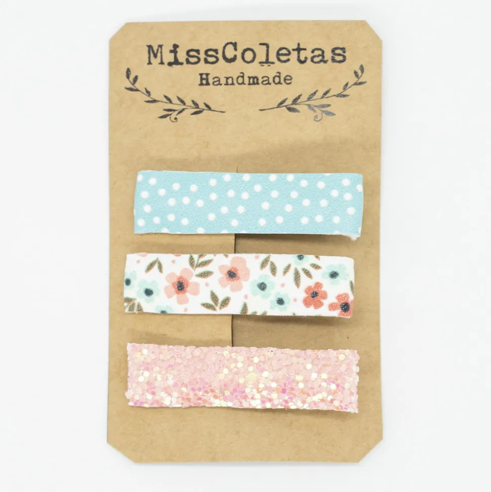 Pack 3 pinzas combinadas flor