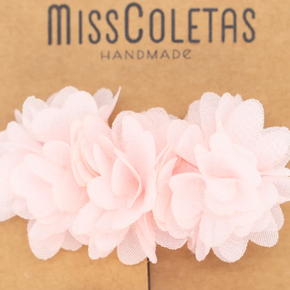 Pack pinzas flores rosas de tul mini