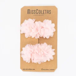 Pack pinzas flores rosas de tul mini