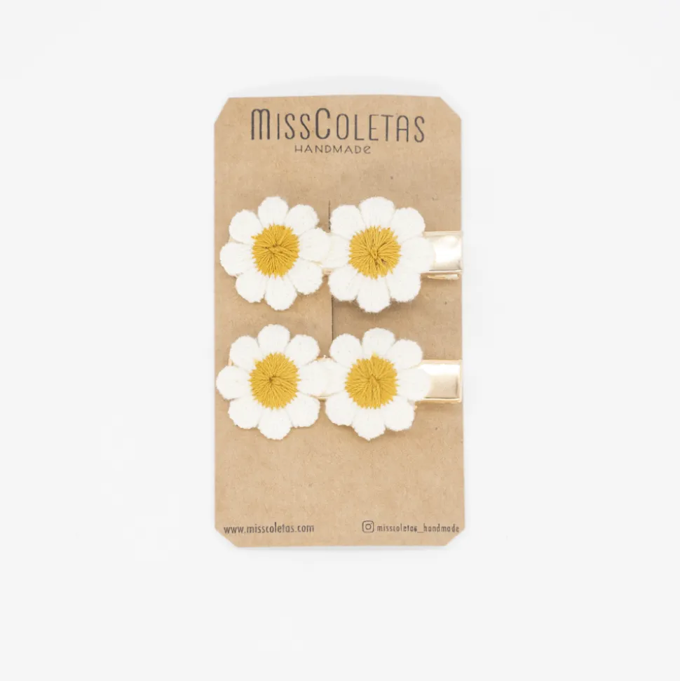 Pack pinzas margaritas bordadas