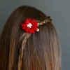 Pinza flor rojo oscuro