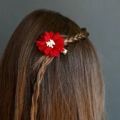 Pinza flor rojo oscuro