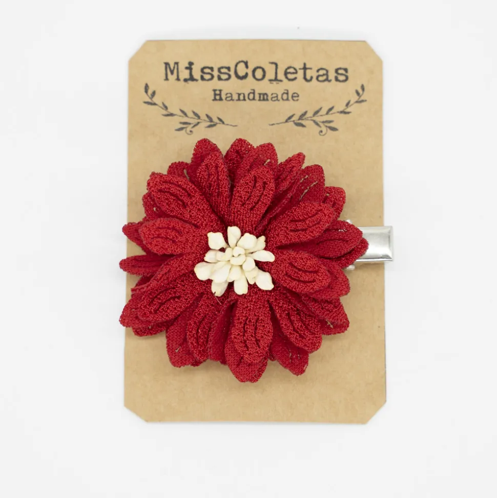 Pinza flor rojo oscuro