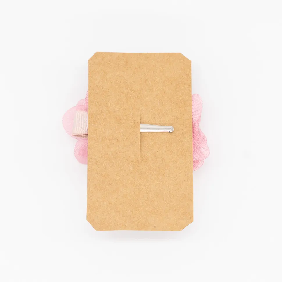 Pinza flor rosa oscuro tul