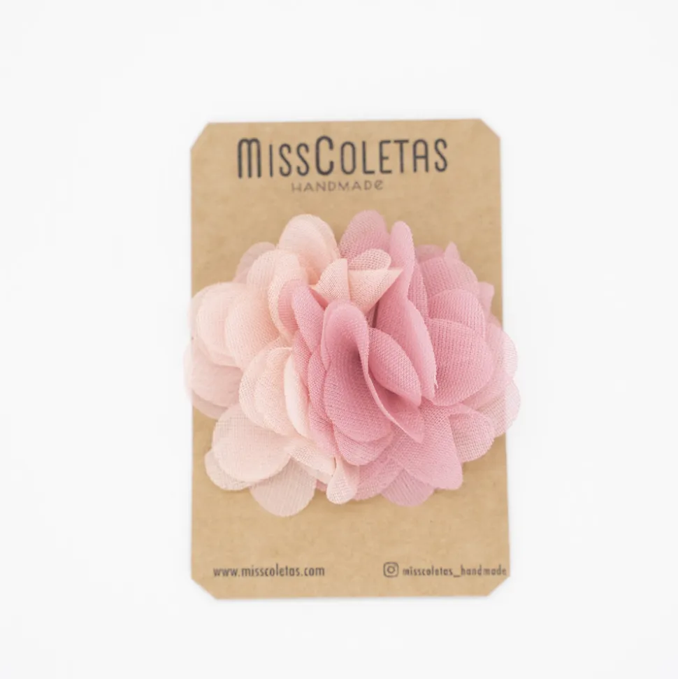 Pinza flor rosa tul combinada