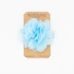 Pinza flor tul azul