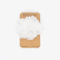 Pinza flor tul blanca