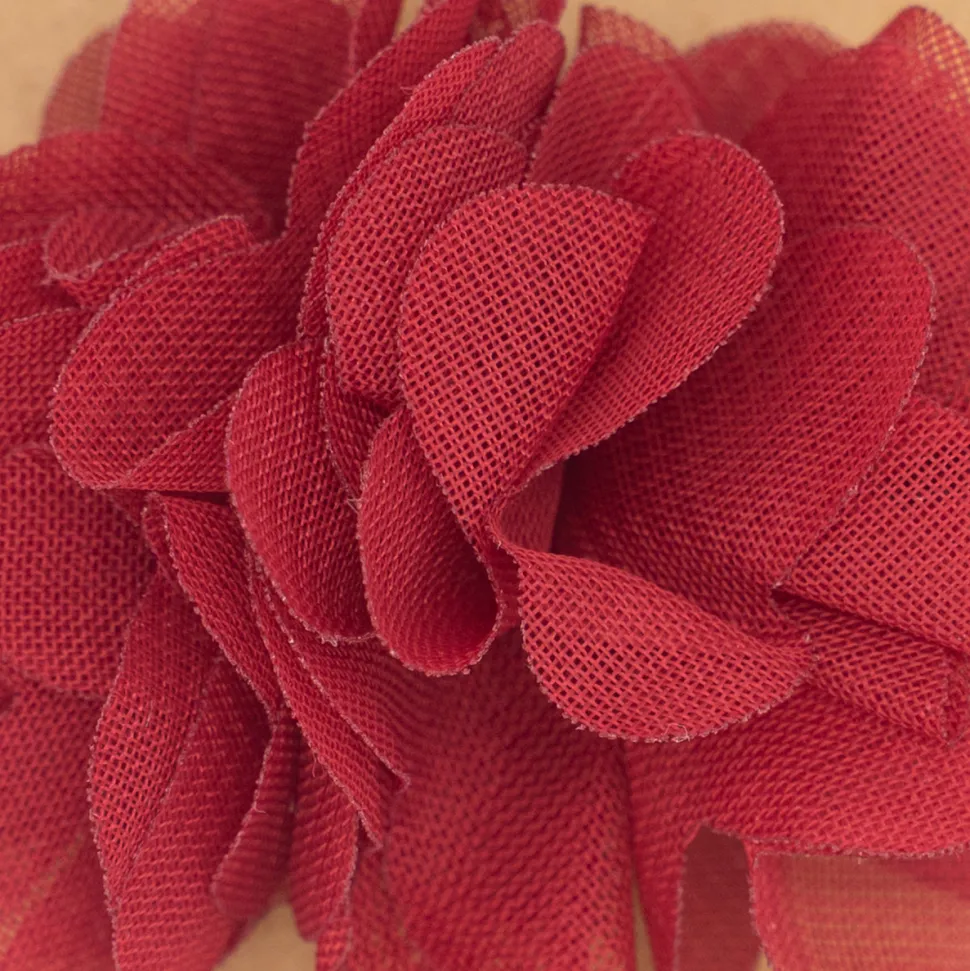 Pinza flor tul rojo burdeos