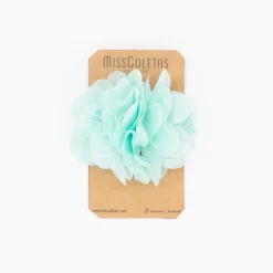 Pinza flor tul verde mint
