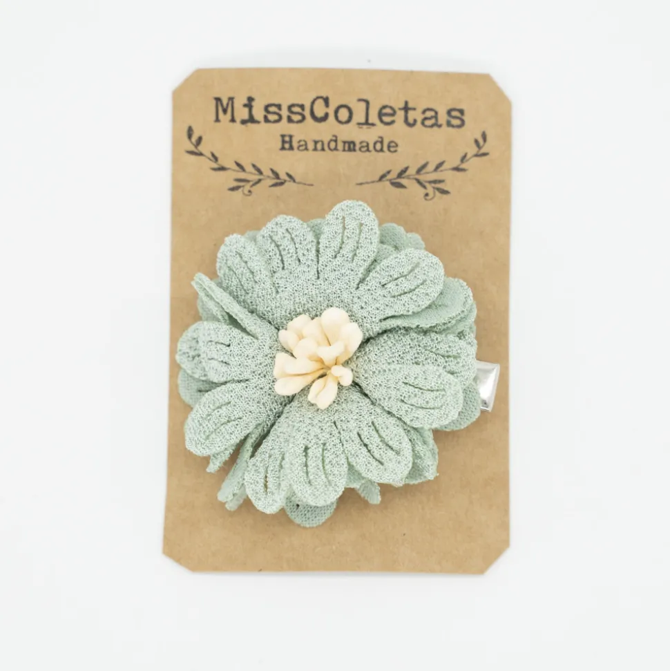 Pinza flor verde mint