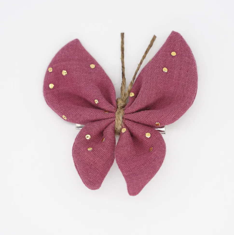 Pinza mariposa frambuesa topos oro