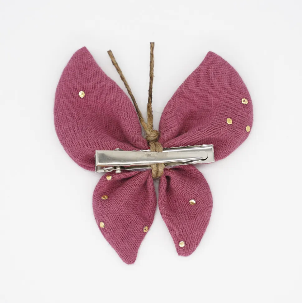 Pinza mariposa frambuesa topos oro