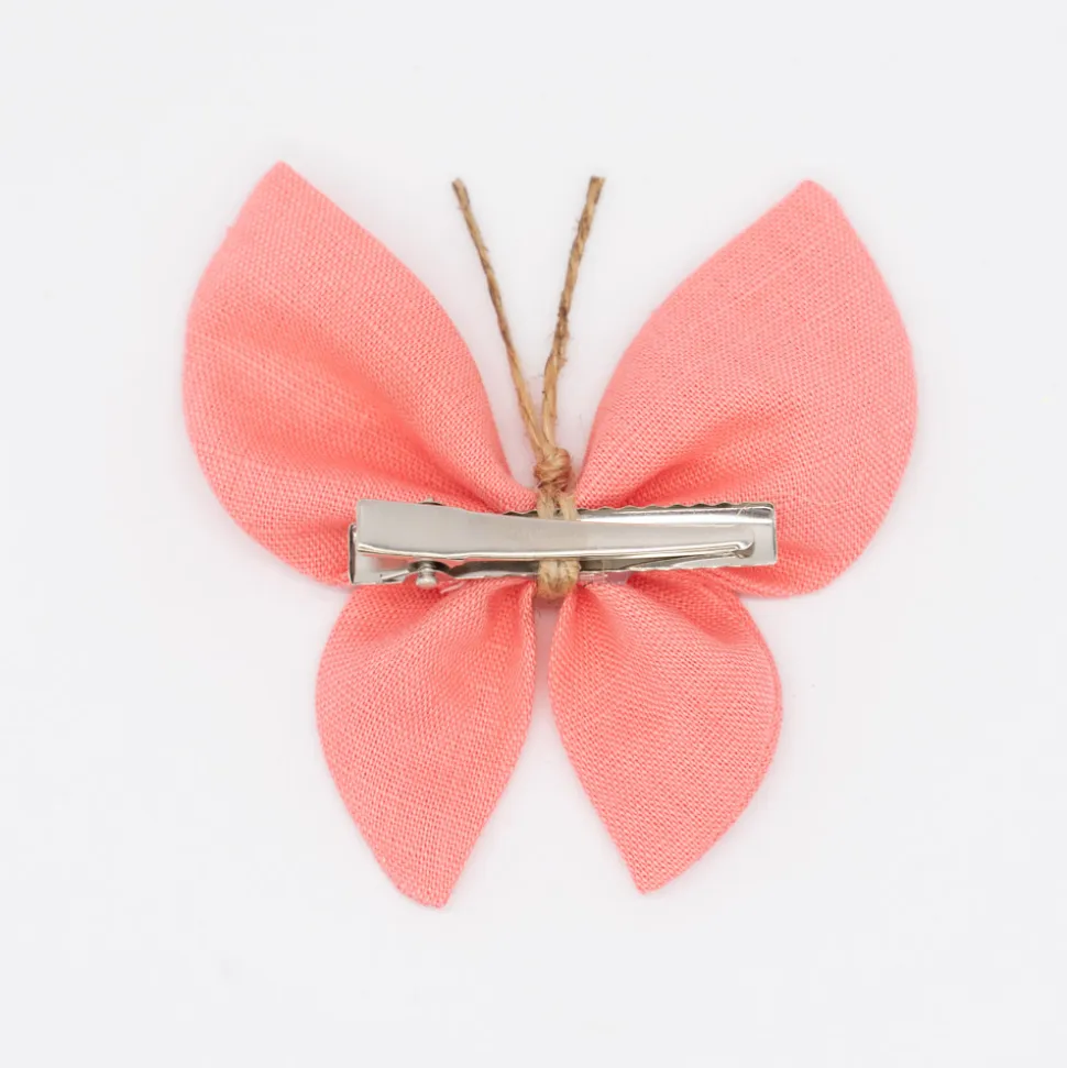 Pinza mariposa lino coral