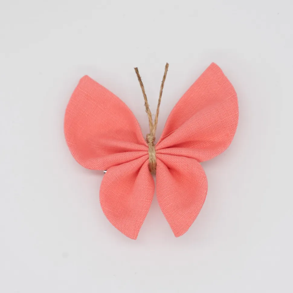 Pinza mariposa lino coral
