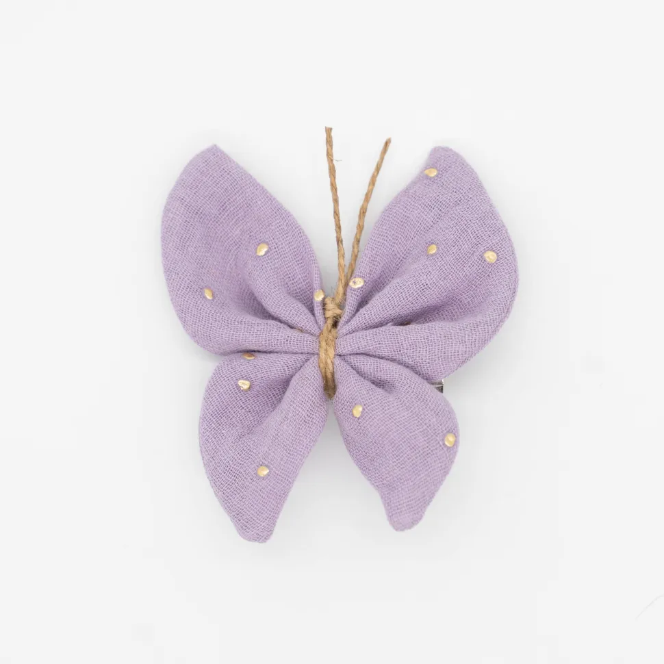 Pinza mariposa malva topos oro