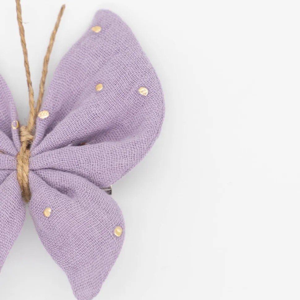 Pinza mariposa malva topos oro