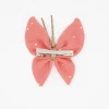 Pinza mariposa naranja coral topos oro