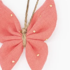 Pinza mariposa naranja coral topos oro