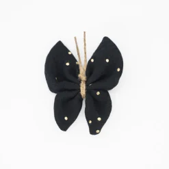 Pinza mariposa negra topos oro