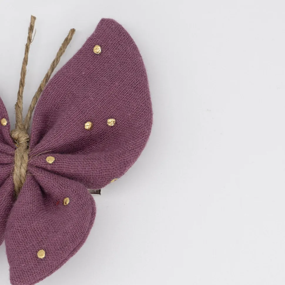 Pinza mariposa purpura topos oro