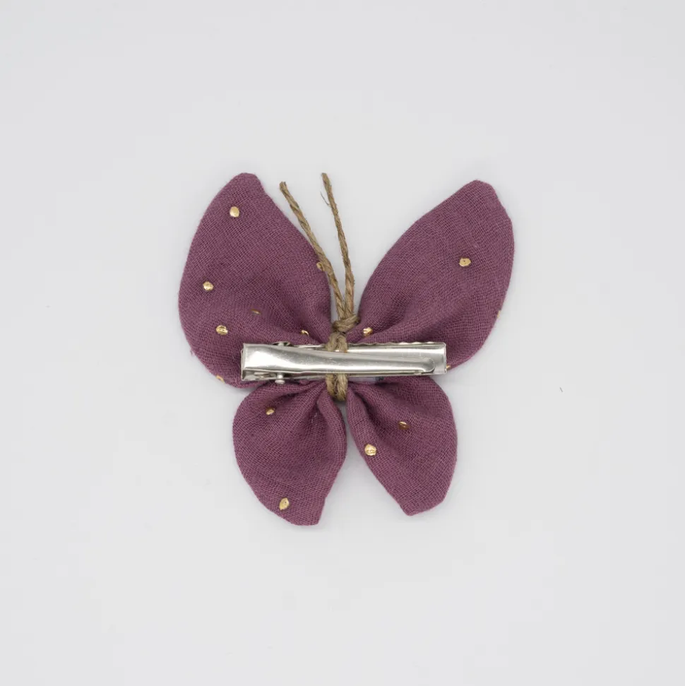 Pinza mariposa purpura topos oro