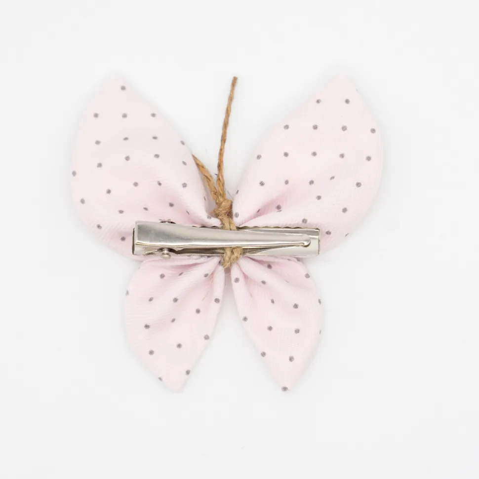 Pinza mariposa rosa claro topos