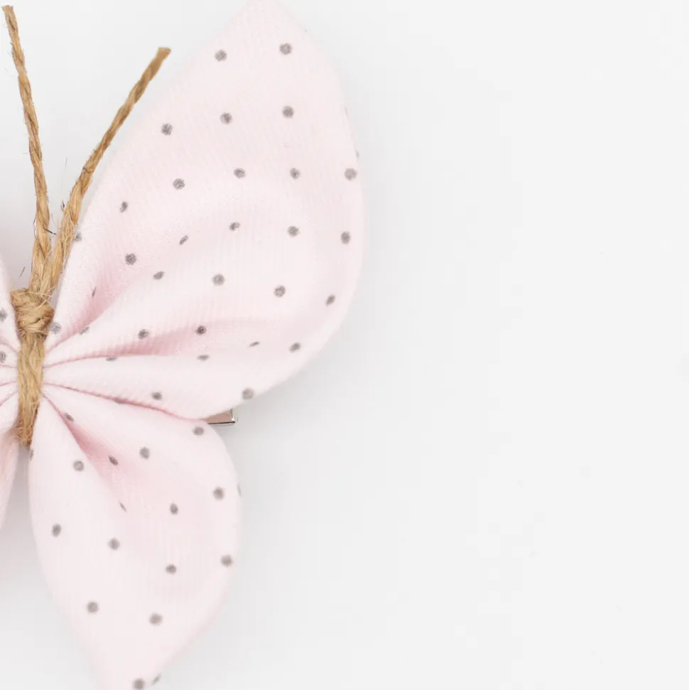 Pinza mariposa rosa claro topos