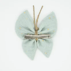 Pinza mariposa verde mint topos oro
