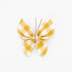 Pinza mariposa vichy amarillo ocre
