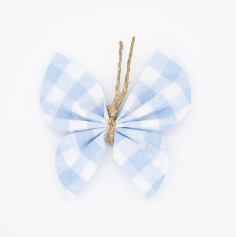 Pinza mariposa vichy azul celeste