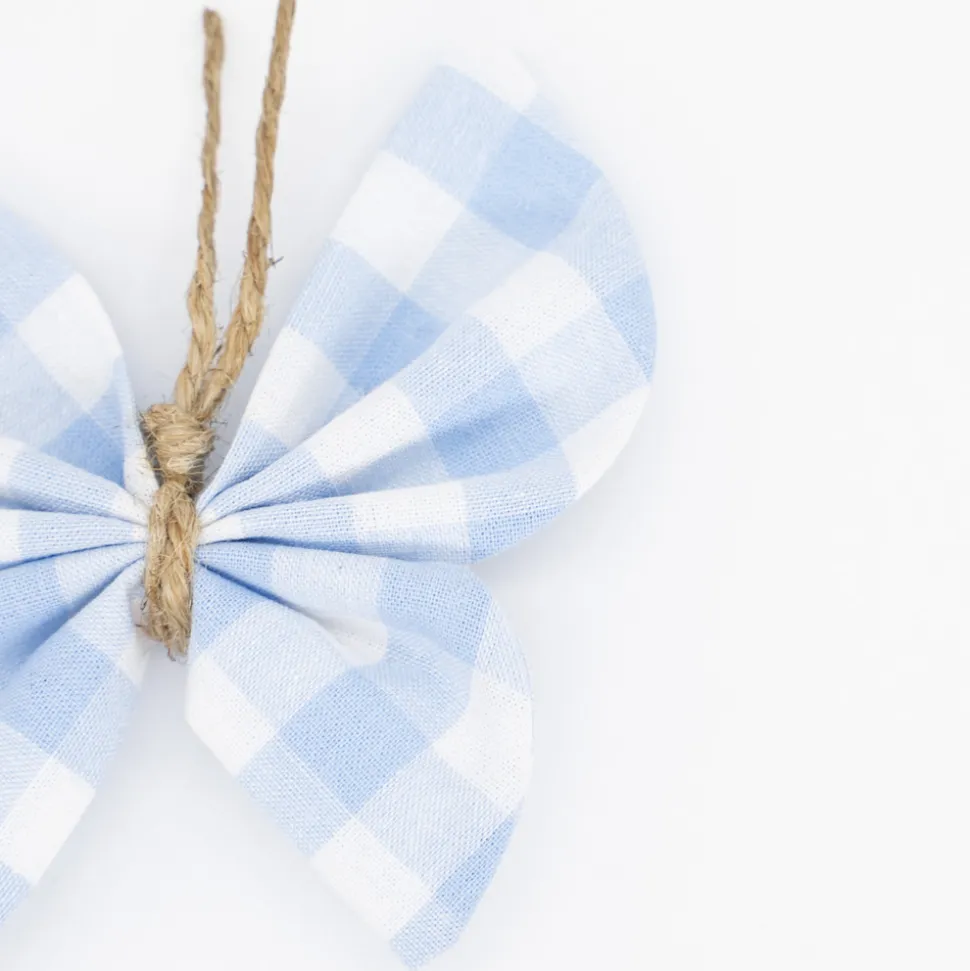 Pinza mariposa vichy azul celeste