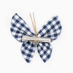 Pinza mariposa vichy azul marino