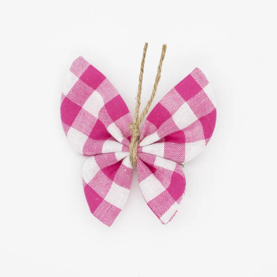 Pinza mariposa Vichy Fucsia
