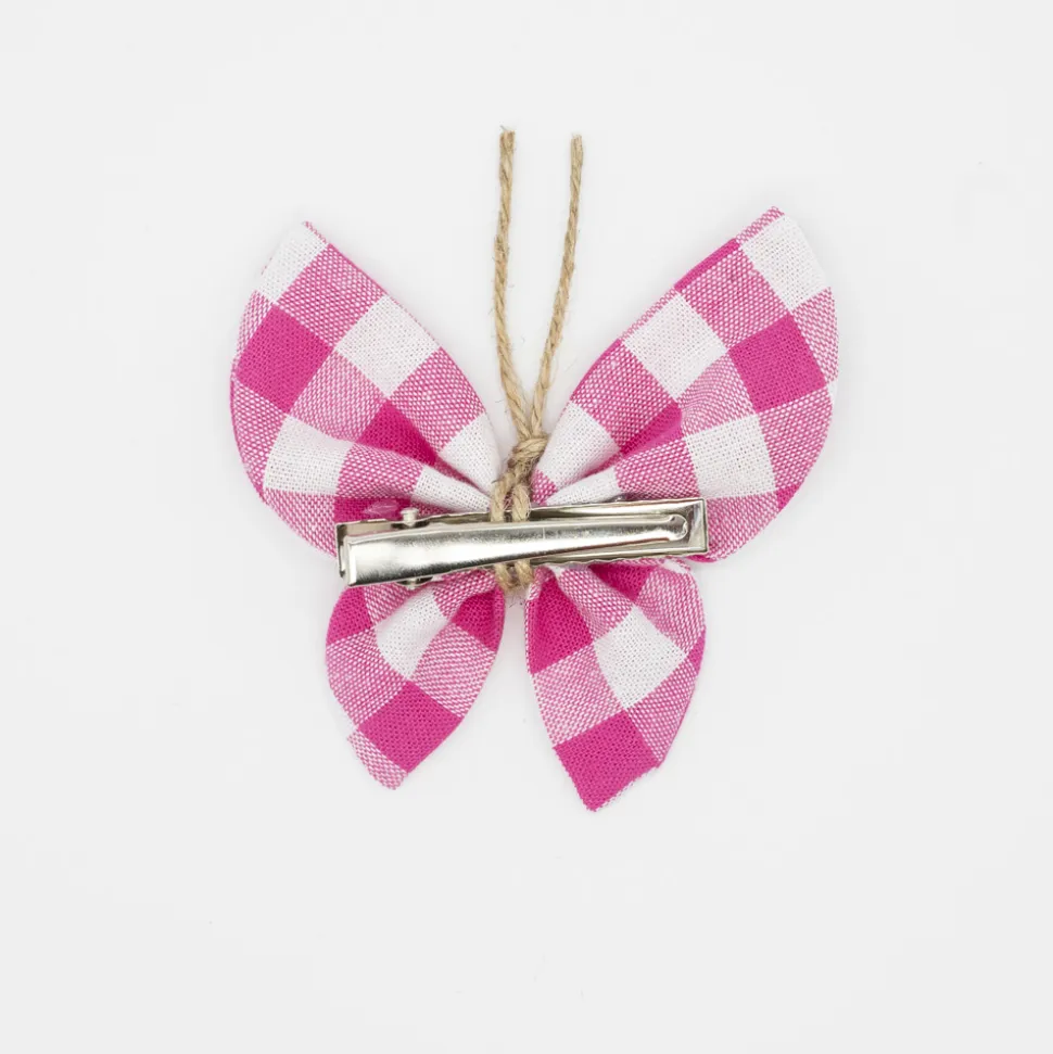 Pinza mariposa Vichy Fucsia