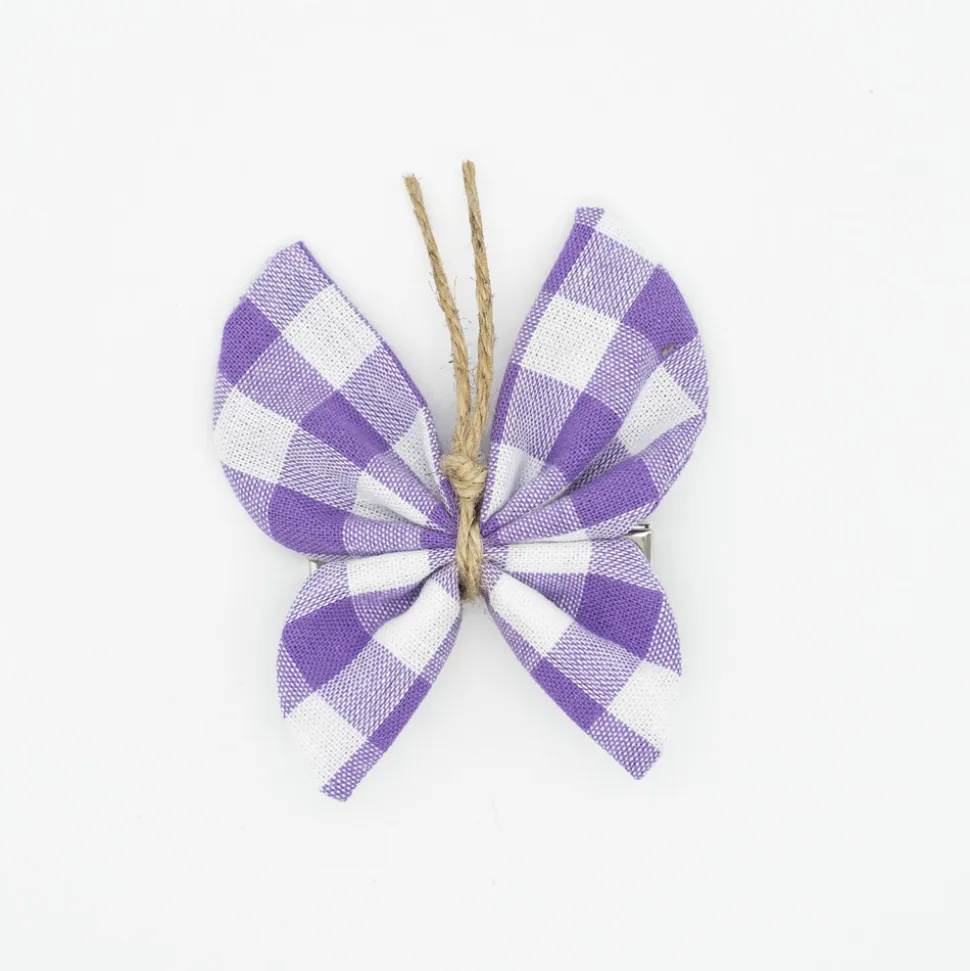Pinza mariposa vichy morado