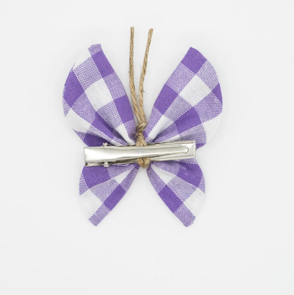 Pinza mariposa vichy morado