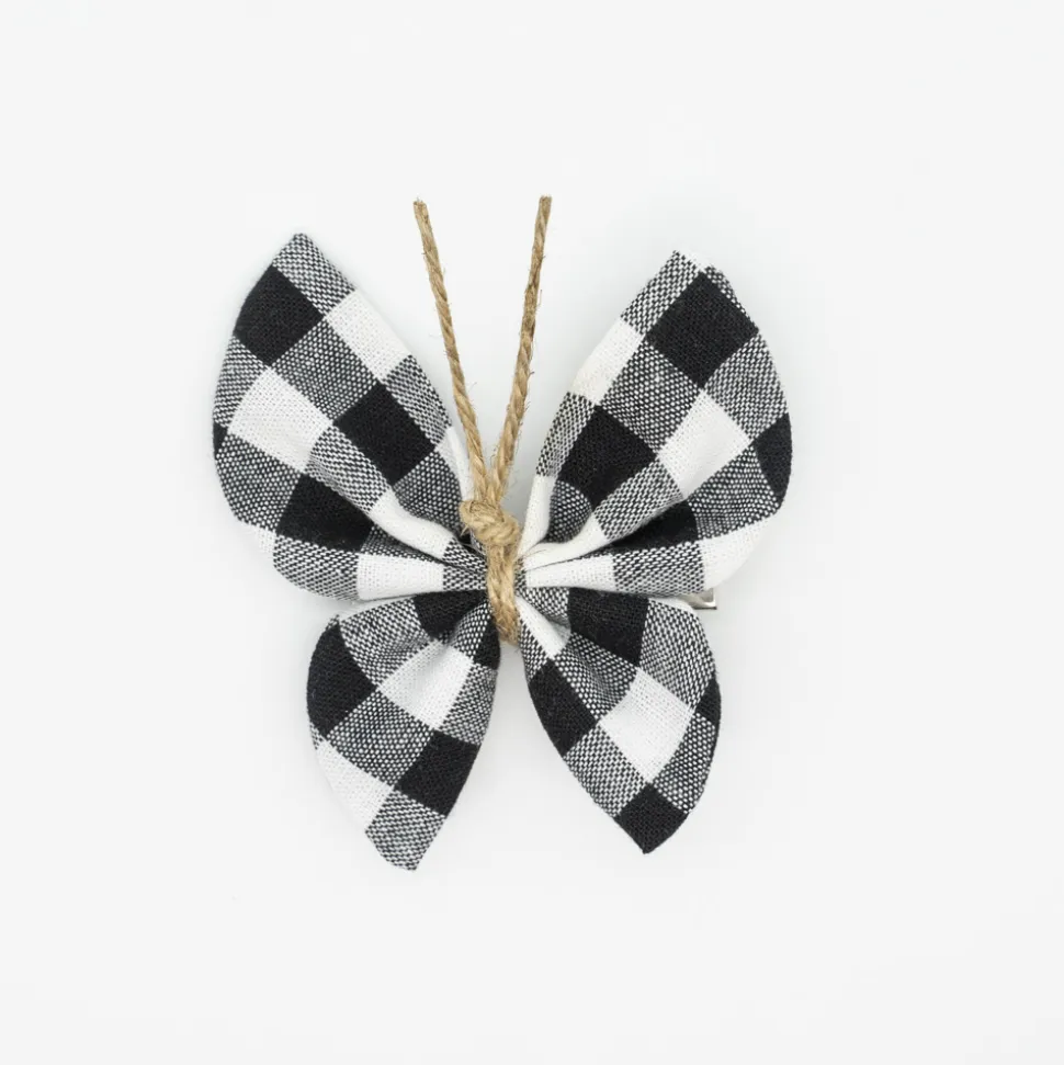 Pinza mariposa vichy negro