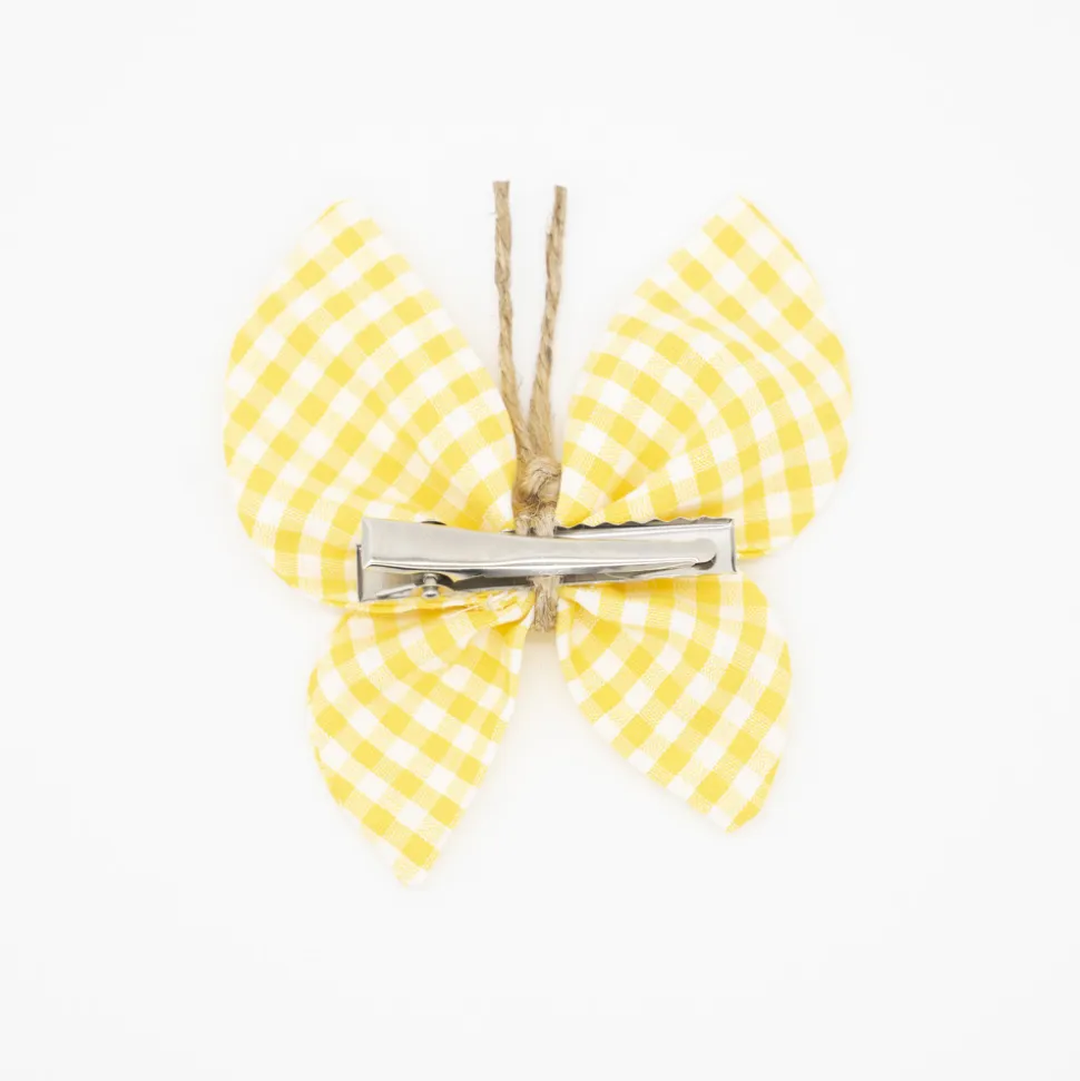 Pinza mariposa vichy pequeño amarillo